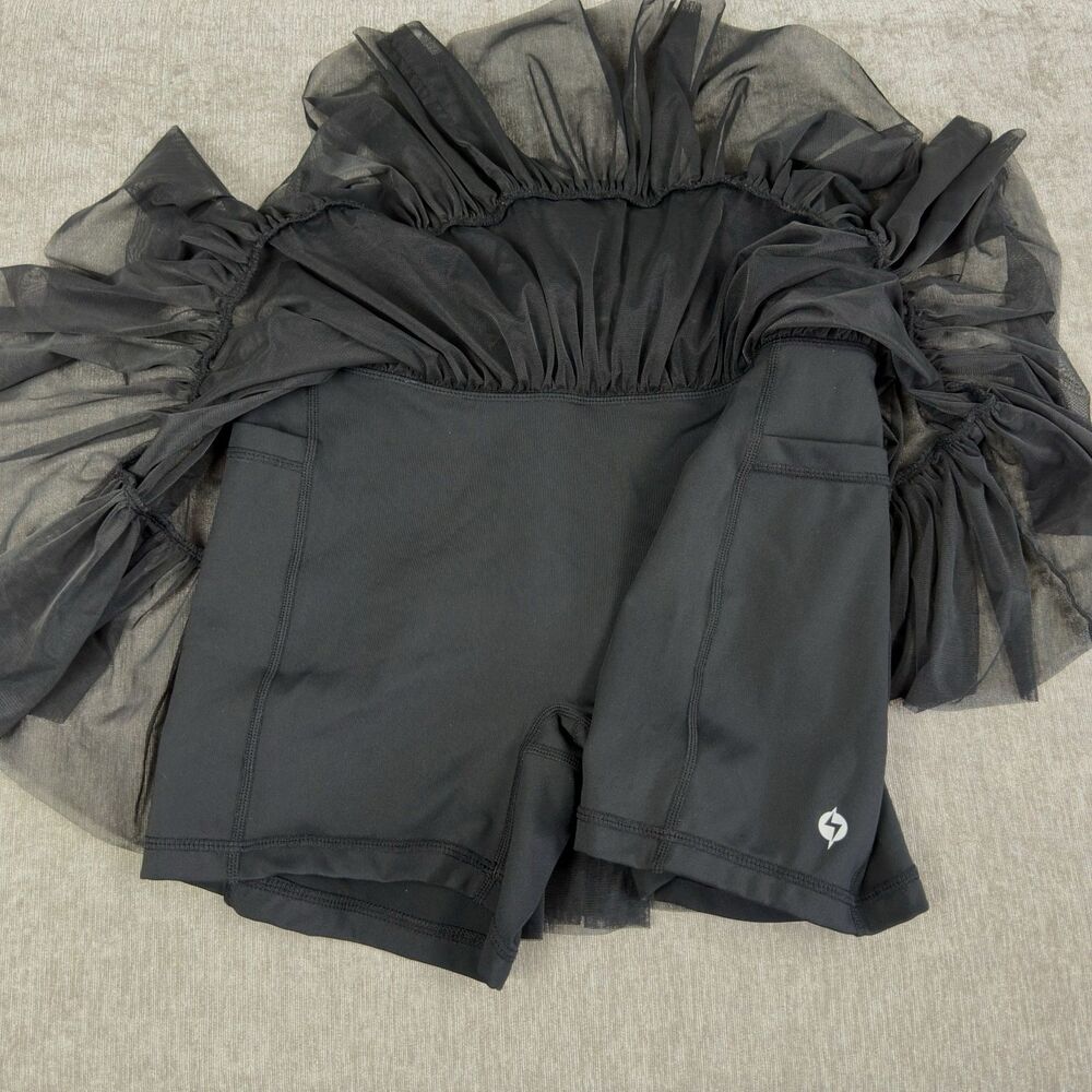 Popflex Black Pirouette Skort Small Tulle Tiered Tennis Dance Pickleball Skirt - Picture 3 of 6